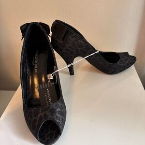 Hollywould Grace Black Kitten Heels Lace peep toe Women's Size 9 2000's Y2K New